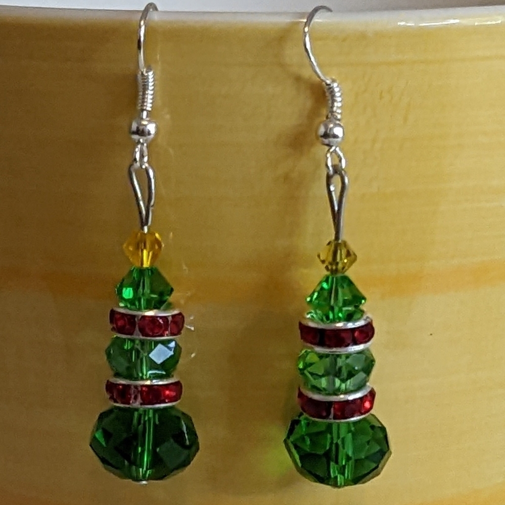 Christmas tree earrings Swarovski Chrystals